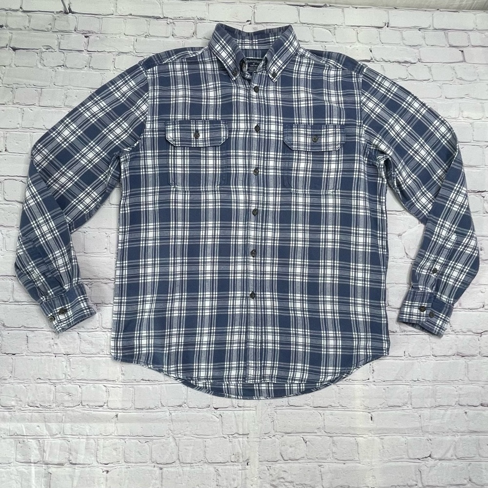 Faded Glory Blue & White Plaid Flannel Shirt - Size M (38-40)